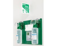 Station oculaire murale de 2 flacons de 500 ml de solution oculaire stérile
