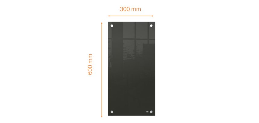 Panel pizarra magnética de cristal pequeña NOBO  300 x 600 mm, negro