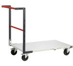 Chariot fixe plateau mélaminé 250 kg 1000 x 600 mm roue caoutchouc Flatpack