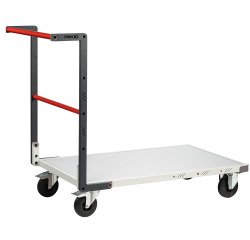 Chariot fixe plateau mélaminé 250 kg 1000 x 600 mm roue caoutchouc Flatpack