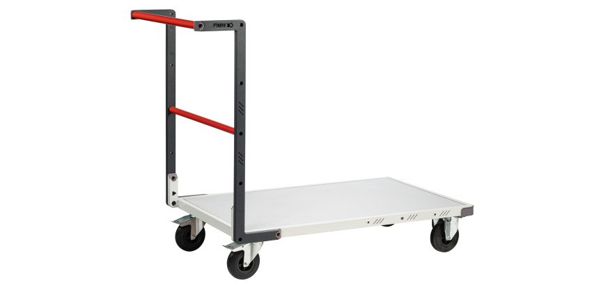 Chariot fixe plateau mélaminé 250 kg 1000 x 600 mm roue caoutchouc Flatpack