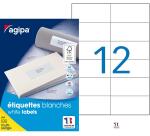 Etiquette adresse jet d'encre et laser 105 x 49,39 mm Agipa blanche - Boîte de 1200