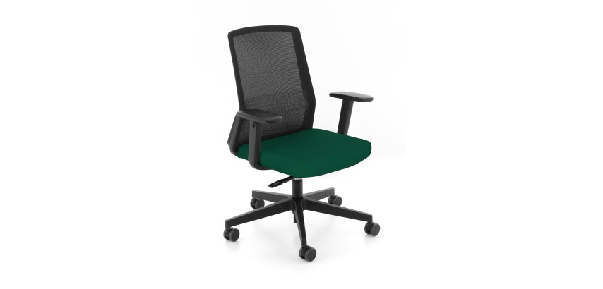 Chaise de bureau ergonomique COCO tissu et maille, avec accoudoirs 3D, mécanisme synchrone, pieds noirs