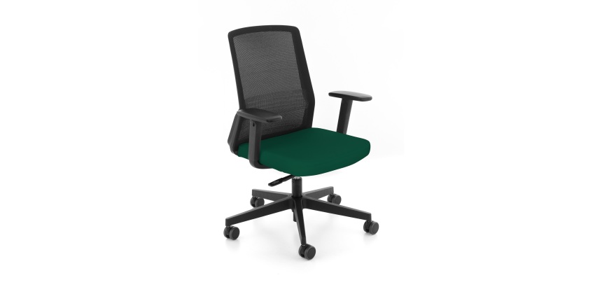 Chaise de bureau ergonomique COCO tissu et maille, avec accoudoirs 3D, mécanisme synchrone, pieds noirs