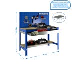 Banco de trabajo Simonwork BT2 con cajón y panel An 90 cm azul/madera