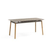 Table d'extérieur ARNON - aluminium pieds en teck naturel marron