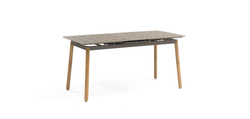 Table d'extérieur ARNON - aluminium pieds en teck naturel marron