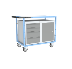 Servante établi équipée, 1 bloc 4 tiroirs + 1 bloc porte, 250 kg