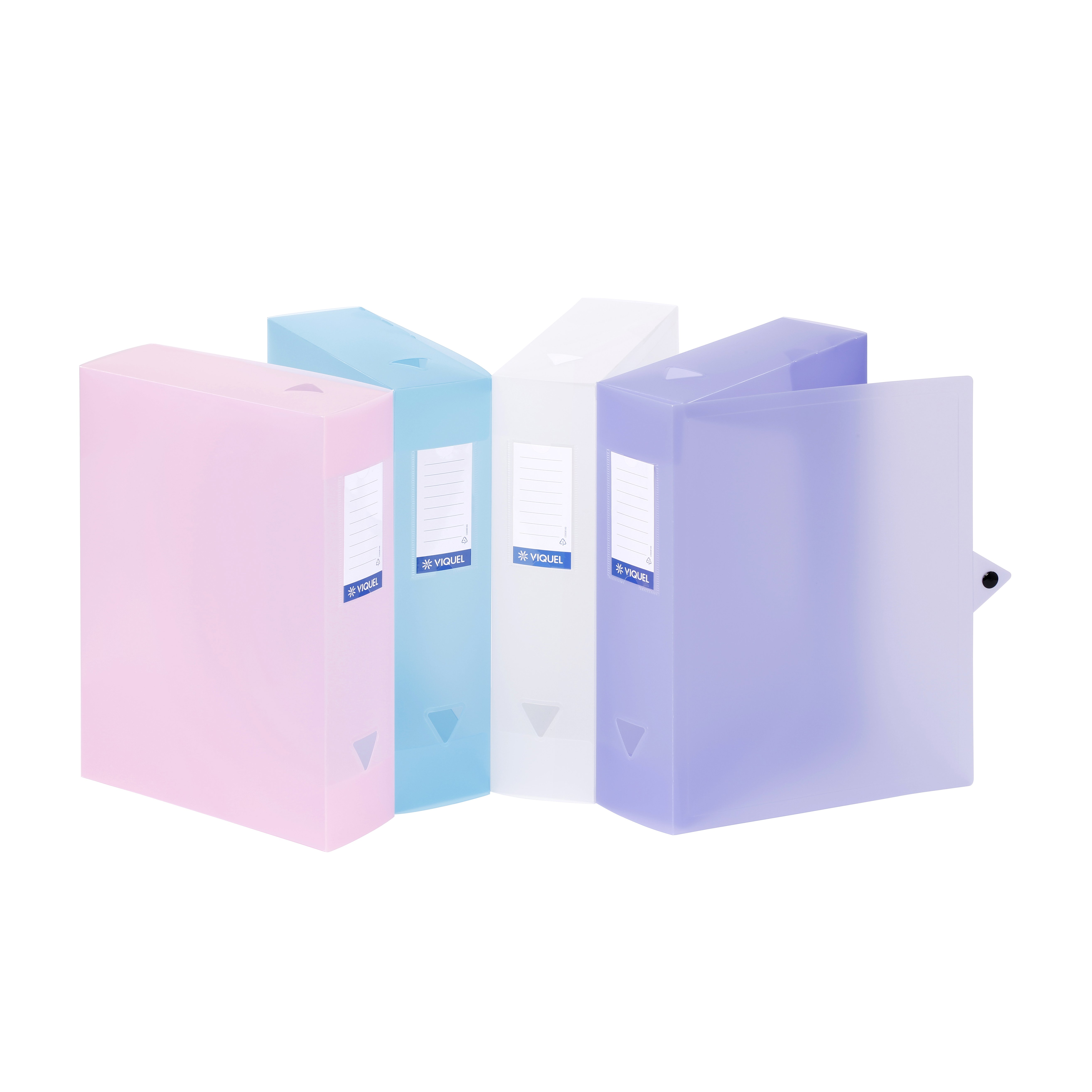 Boîte Oxford Grande Capacité Osmose 24x32 Dos 80mm Avec Bouton Pression Couverture Polypro Coloris Assortis