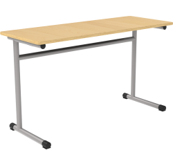 Table école Fabiano biplace L 130cm - Taille T5 pour primaire P3/P4 - Noir - Hêtre