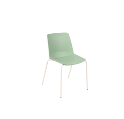Chaise OSLO, coque plastique, piètement métal blanc ivoire