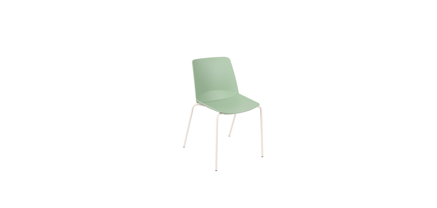 Chaise OSLO, coque plastique, piètement métal blanc ivoire