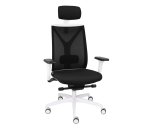 Fauteuil de bureau ergonomique VALIO, tissu et maille, avec accoudoirs 4D et appui-tête, mécanisme synchrone, pieds blancs