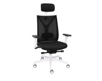 Fauteuil de bureau ergonomique VALIO, tissu et maille, avec accoudoirs 4D et appui-tête, mécanisme synchrone, pieds blancs