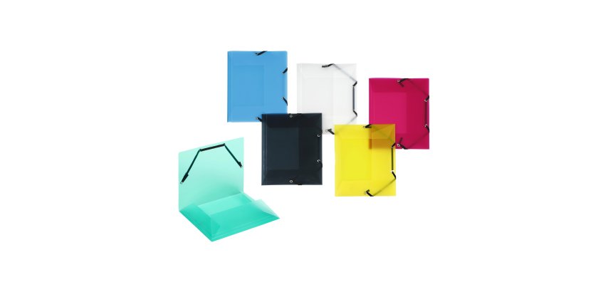 Chemise à élastique 3 rabats plastique Propyglass Viquel 17 x 22 cm - couleurs assorties