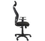 Fauteuil Alocén en maille noire, accoudoirs réglables, tête fixe, siège bali