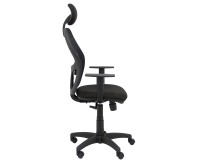 Alocén chair in black mesh, adjustable armrests, fixed headrest, Bali seat