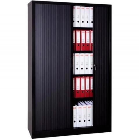 Armario metálico monoblock-montado Bisley EuroTambour Alt 198 cm con persianas - Negro RAL 9005