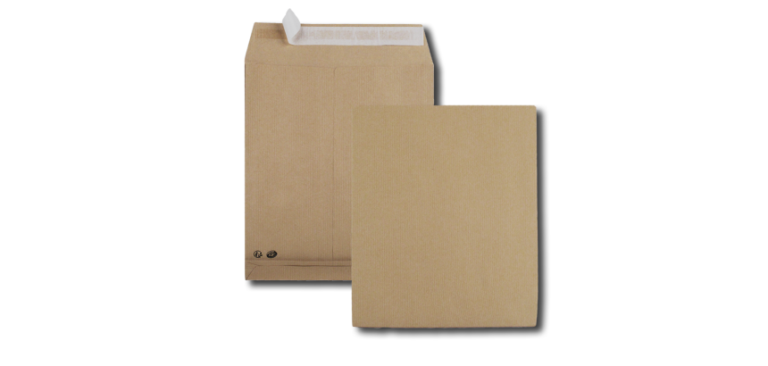 Boite de 250 sacs à soufflets kraft brun 24 260x330 120 g/m² bande de protection
