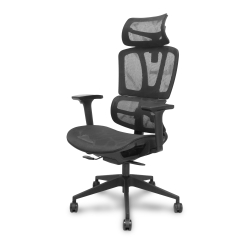 Silla Pro537 traslack malla negra brazos 3D ruedas nailon 60 mm