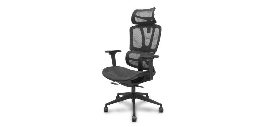 Silla Pro537 traslack malla negra brazos 3D ruedas nailon 60 mm
