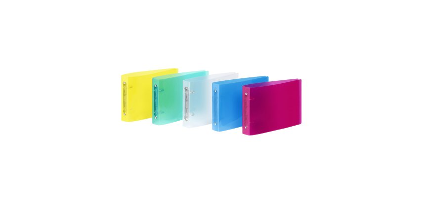 Classeur 2 anneaux plastifié Propyglass Viquel Format paysage A5 - Dos 3.5 cm couleurs assorties vives