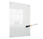 Mini pizarra blanca acrílica transparente Nobo de 600x450 mm montada en la pared