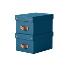 Caja de almacenamiento Leitz Puro con tapa, pequeña, 7L, cartón 100% reciclado, paquete de 2 - Azul marino - 7