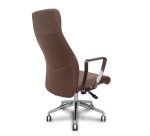 Fauteuil de direction Ergo540 Synchrone, similicuir marron, piètement chromé, roulettes chromées