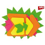 Assortiment d'étiquettes carton fluos éclatées et flèches Apli tailles assorties 4 couleurs - Paquet de 50