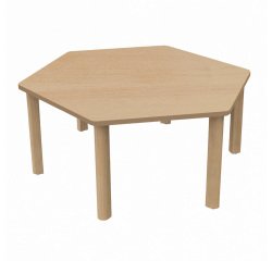 Table Fabiano Kids hexagonale avec pieds en bois - Taille T1 - Ecole maternelle