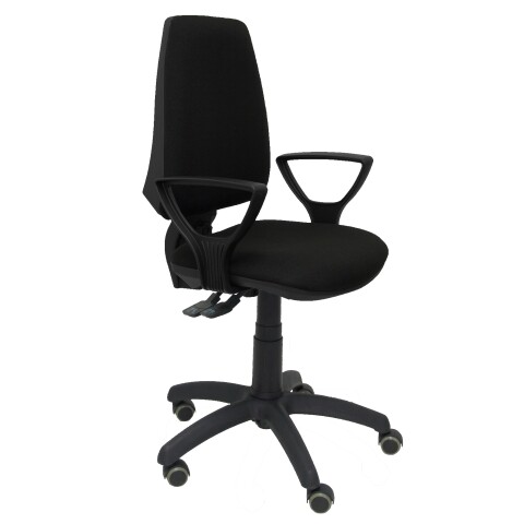 Silla Elche S Bali brazos fijos ruedas de parquet - Negro