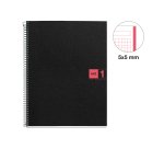 Notebook The Original, Couverture souple, A4, quadrillage 5x5 mm, 80 feuilles de 1 couleur, Miquelrius, Rouge.

