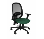 Chaise de bureau ergonomique NODI NOIR, Tissu et maille, avec accoudoirs 3D, mécanisme synchrone avec réglage profondeur, pieds noirs