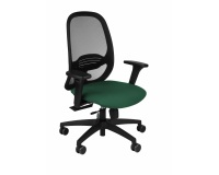 Chaise de bureau ergonomique NODI NOIR, Tissu et maille, avec accoudoirs 3D, mécanisme synchrone avec réglage profondeur, pieds noirs