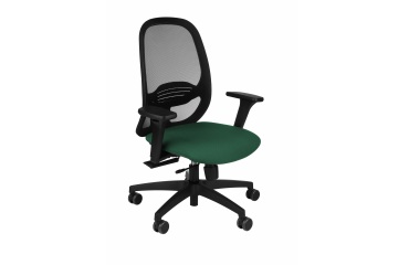 Chaise de bureau ergonomique NODI NOIR, Tissu et maille, avec accoudoirs 3D, mécanisme synchrone avec réglage profondeur, pieds noirs