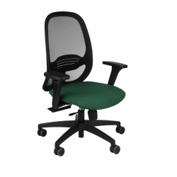 Chaise de bureau ergonomique NODI NOIR, Tissu et maille, avec accoudoirs 3D, mécanisme synchrone avec réglage profondeur, pieds noirs