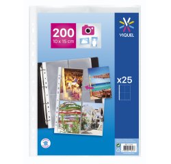 Pochettes perforées Viquel 23.5 x 32 cm pour photos 10x15 cm - sachet de 25
