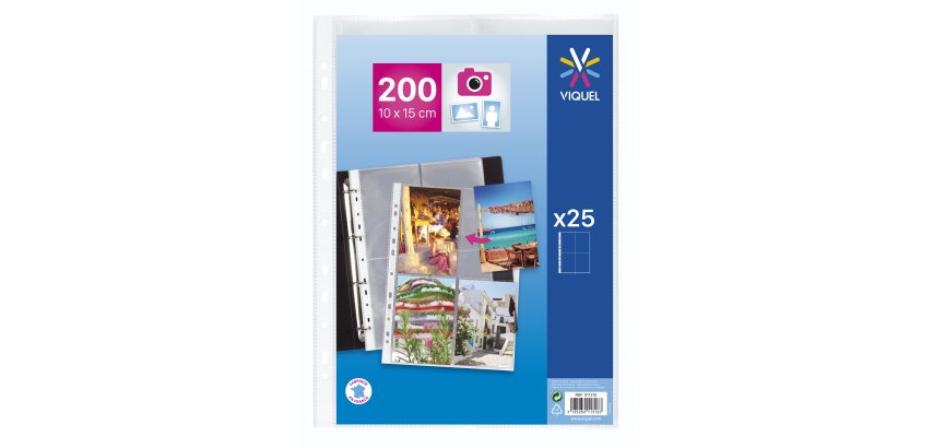Pochettes perforées Viquel 23.5 x 32 cm pour photos 10x15 cm - sachet de 25