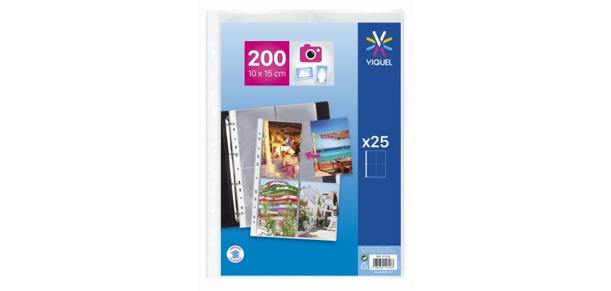 Pochettes perforées Viquel 23.5 x 32 cm pour photos 10x15 cm - sachet de 25
