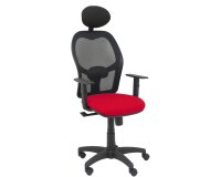 Silla de oficina Alocén malla con brazos regulables y cabecero - Asiento Rojo