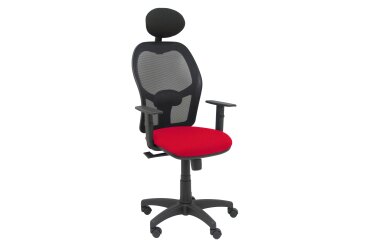 Silla de oficina Alocén malla con brazos regulables y cabecero - Asiento Rojo