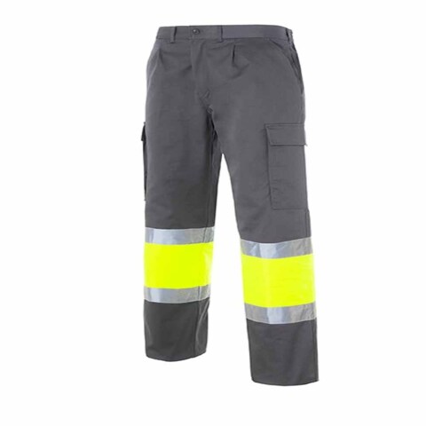 Pantalón multibolsillos alta visibilidad bicolor talla 48 - Gris