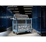 Chariot conteneur grillagé avec toit, 1000 x 600 mm, 250 kg