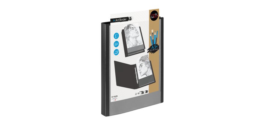 Classeur 4 anneaux  plastifié CREATIV'GALLERY VIQUEL personnalisable A3 - Dos 4 cm -  coloris Noir
