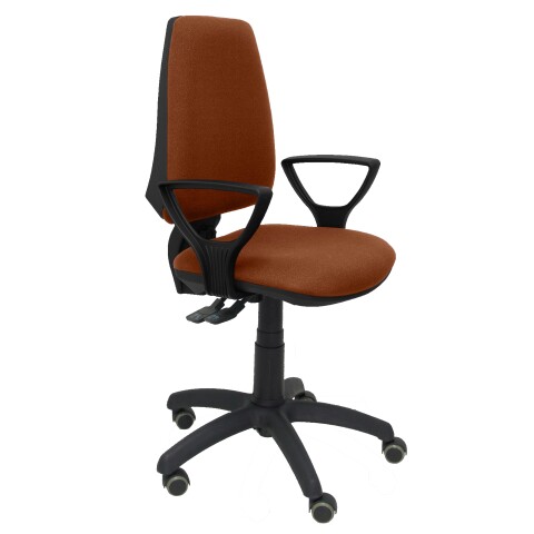 Silla Elche S Bali brazos fijos ruedas de parquet - Marrón