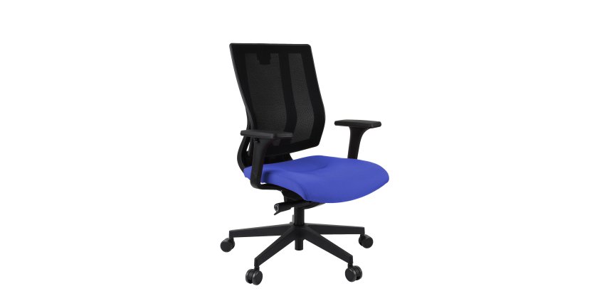 Fauteuil de bureau ergonomique MAXPRO, tissu et maille, avec accoudoirs 2D, mécanisme synchrone, pieds noirs