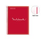 Notebook Emotions, Couverture souple, A4, quadrillage 5x5 mm, 80 feuilles de 1 couleur, Miquelrius, Rouge.
