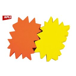 Etiquette carton fluos jaune/orange forme éclatée 24 x 32 cm Apli - Boîte de 25