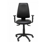 Silla Elche asincro similpiel negro con brazo regulable y ruedas de parqué